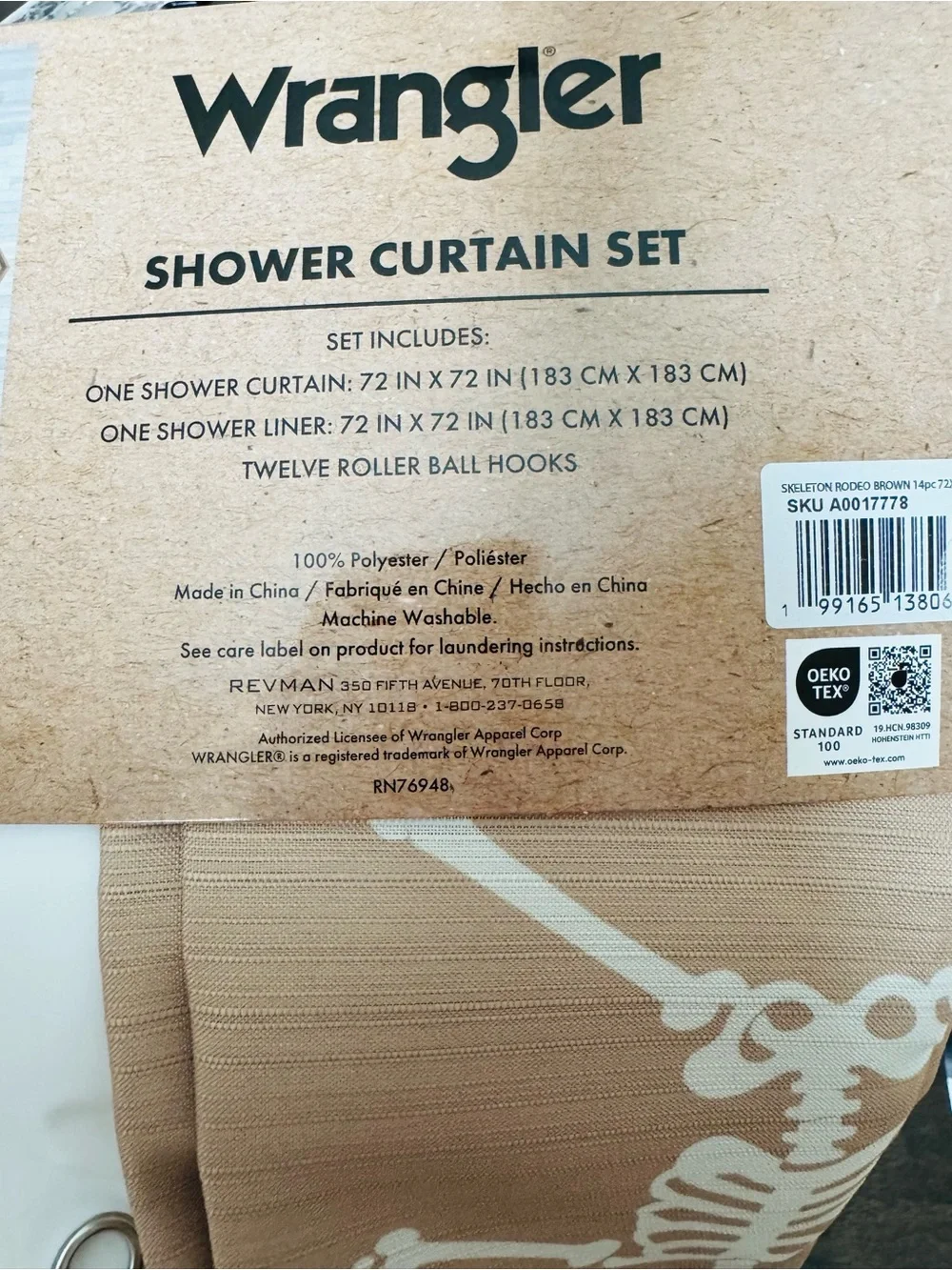 Wrangler Cowboy Skeleton Halloween Shower Curtain Set